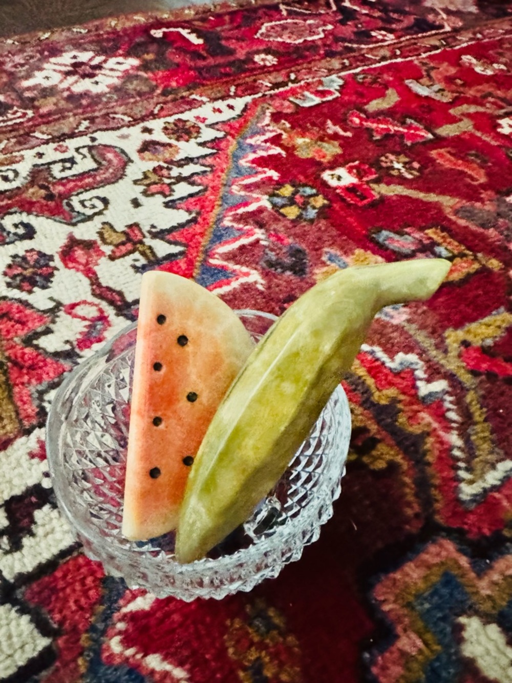 Vintage Italian ALABASTER  STONE FRUIT WATERMELON Slice,Banana